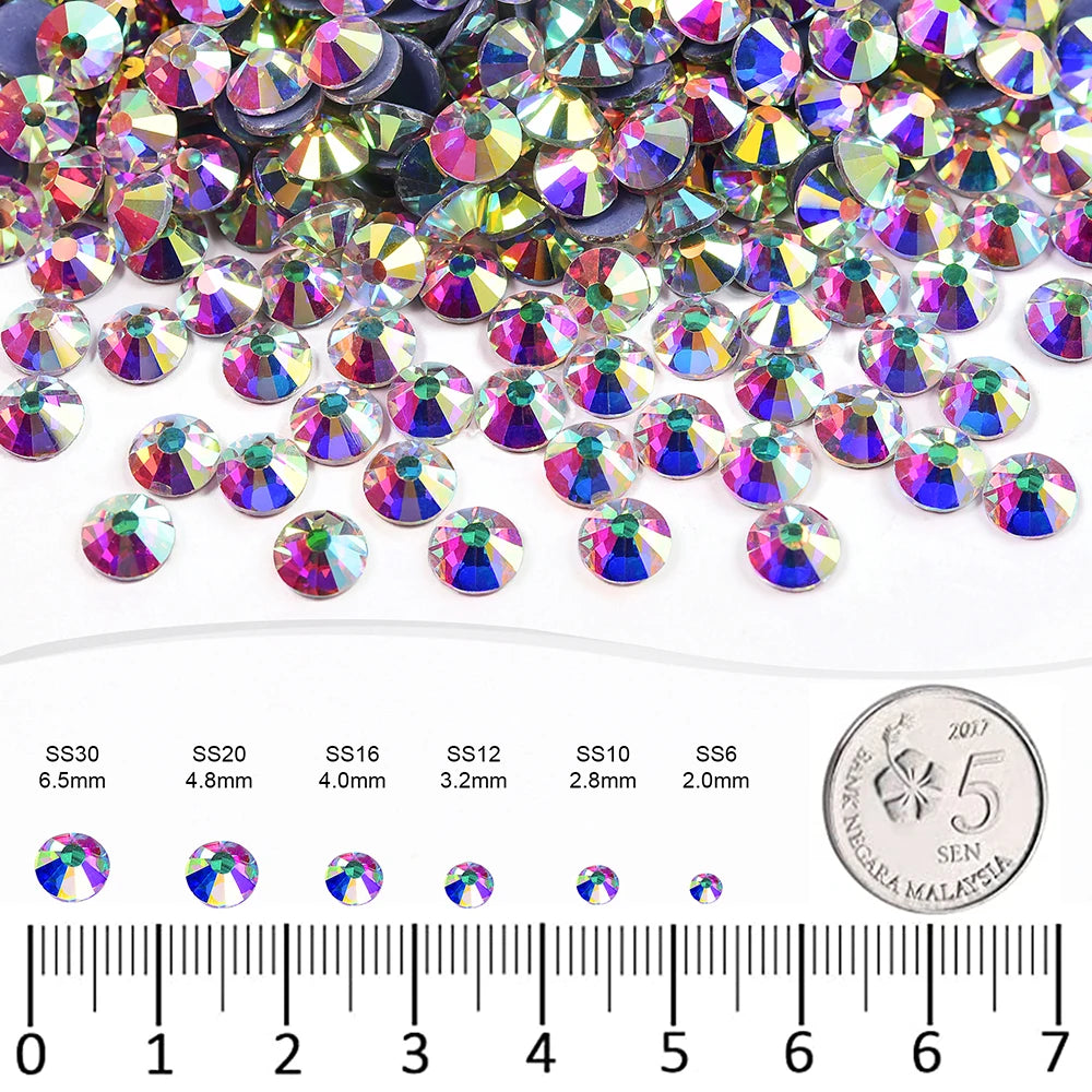 Oleeya Wholesale Bulk High Quality Grade AAAAA Rhinestones Shiny crystal /AB Flatback hotfix Rhinestone SS6-SS50 for clothes DIY