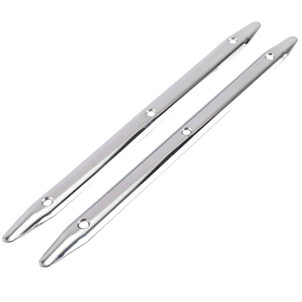 2PCS Boat 316 Stainless Steel 12" Flattened 3-hole Line Rub Strakes Edge Anti-collision Protection Fender Strip Marine Hardware