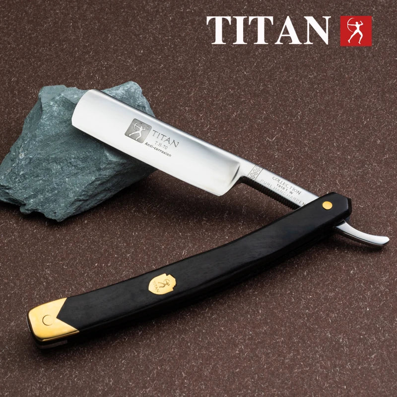 Straight Razor Shaving Knife Wooden Handle Stainless Steel Blade, Handmade