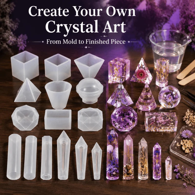 15pcs Silicone Resin Mold Set for Jewelry Making, Crystal Ring Holder Pendant Ornament