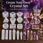15pcs Silicone Resin Mold Set for Jewelry Making, Crystal Ring Holder Pendant Ornament