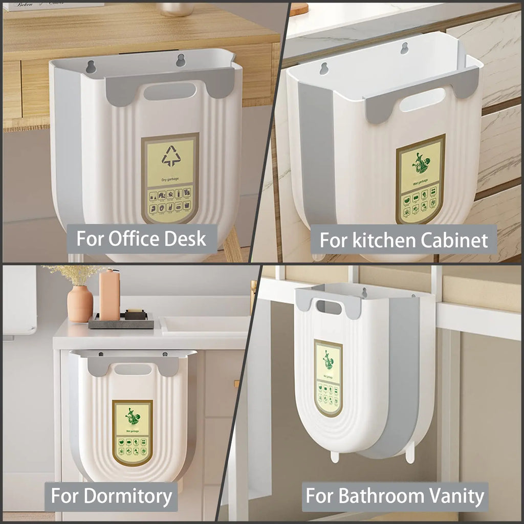 6/10L Hanging Kitchen Trash Can Collapsible Trash Can for Kitchen Foldable Small Garbage Can Compost Bin Under Sink Waste Bin
