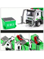Realistic Garbage Truck Toy Set with Trash Can & STEM Learning Cards | 6+ Years Interactive Pull-Back Vehicle for Boys & Girls,