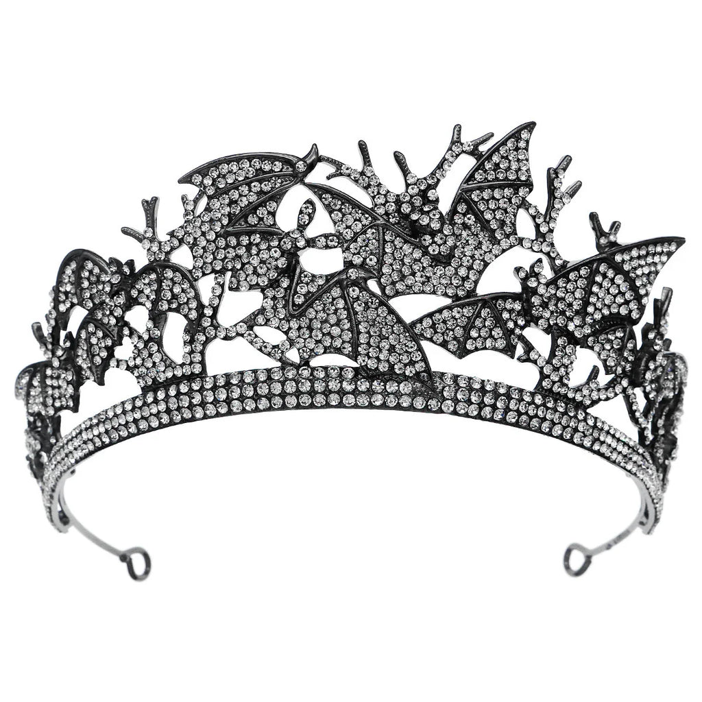 Halloween Gothic Style Alloy Crown Skull Bat Spider Handcrafted Crystal Jewelry Hair Accessories For Women Holiday Headwear