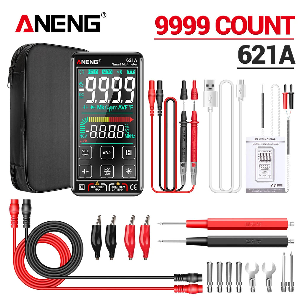 ANENG 621A Touch Screen Digital Multimeter AC/DC Voltage Current Capacitance NCV Diode