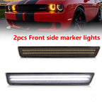 Car Front Amber Rear Red Bumper LED Side Marker Light Lamps For Dodge Challenger 2015 2016 2017 2018 2019 2020 2021 2022 2023