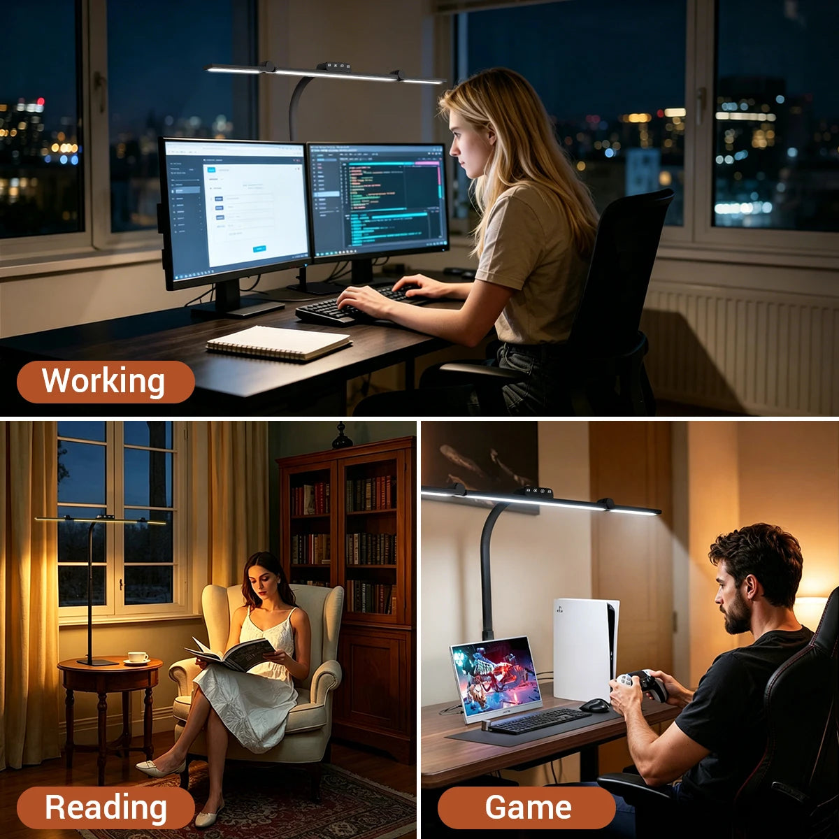 Ultra Bright LED Desk Lamp with Base, Dimmable 28.2" Flexible Adjustable Gooseneck Swing Arm Table Light for Home Office