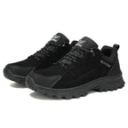 Men's Hiking Shoes Low Top Leather Trail Sneakers Anti-Slip, Black or Beige, EU 37-49