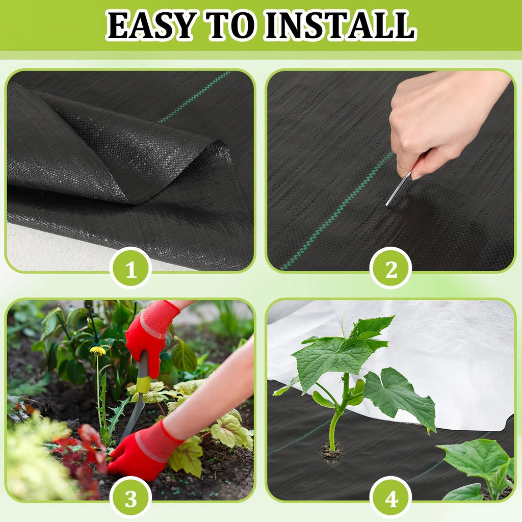 Weed Barrier Fabric Heavy Duty, Woven Weed Control Fabric, Non-Slip Outdoor Rubber Floor Mats, Weed Block Polyethylene Ground Co