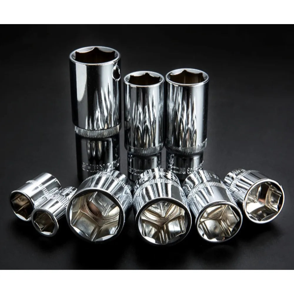 Hex socket wrench head set with holder, short/long nut driver sleeves, 6-10pcs