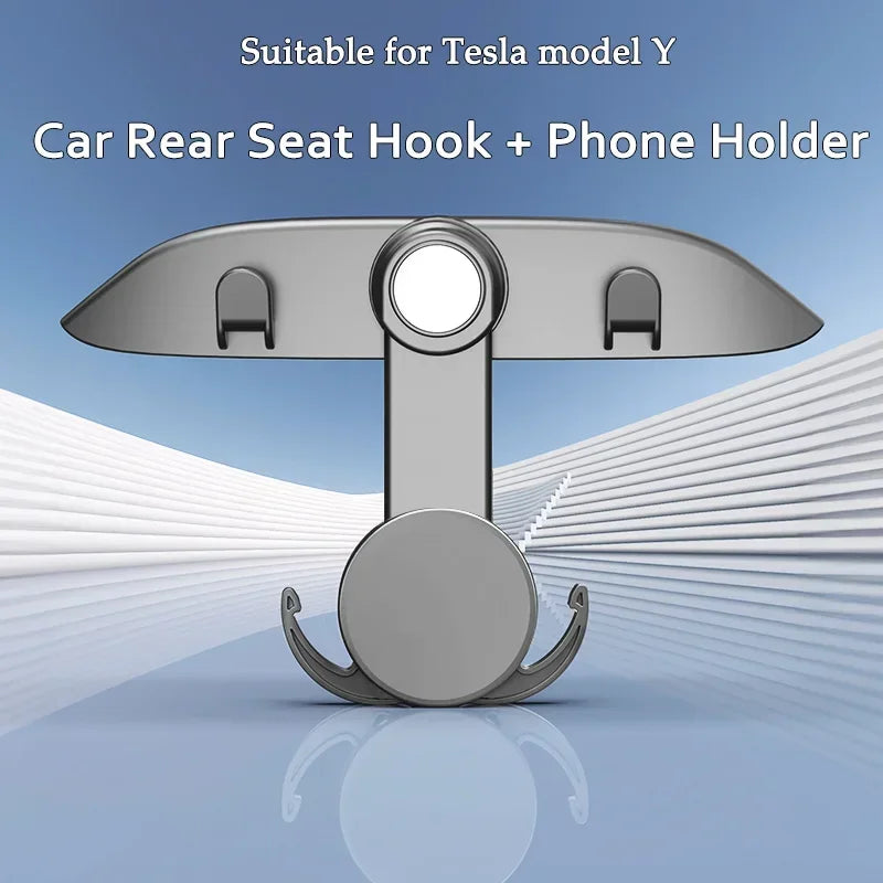 Hipacool Car Seat Back Hook for Tesla Model 3/Y/3 Highland Car Phone Holder Stand Magnetic with Hook Car Interior Accessories