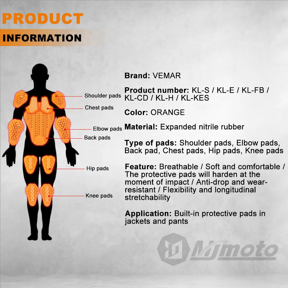 CE Motorcycle Protective Gear Insert Back Protection Motocross Jacket Protector Shoulder Pads Elbow Pad Motorcycle Equipment