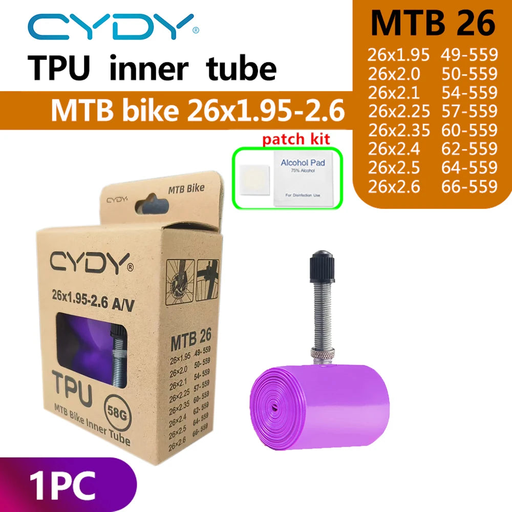 CYDY TPU MTB Bike Inner Tube Camera 29 26 27.5 29x1.95-2.6 Inch Mountain Bicycle Tire Schrader Valve AV pneu 29er Cycling Tube
