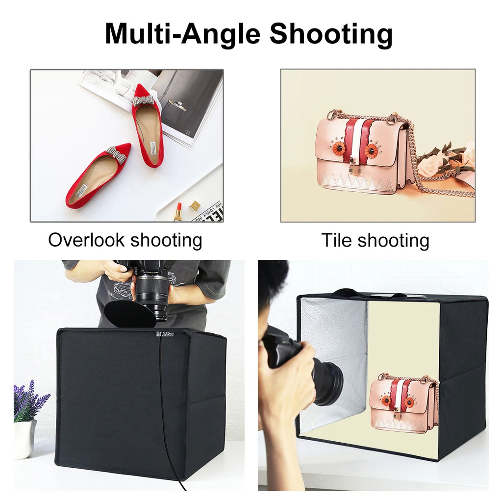 30/40CM Photo Studio Light Box,Dimmable Portable Photography Lightbox,Photo Studio Shooting Tent Box Kit 6/12 Colors Background
