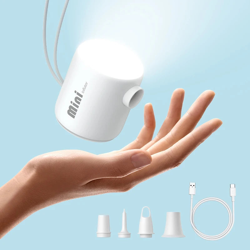 Baseus Mini Air Pump Portable Electric Inflator Wireless Air Mattress Pump with LED Camping Light for Swim Ring Vacuum Bag