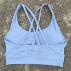 Women Cross Back Sports Bra Top with Removable Pads, Solid Colors, Sizes S-L