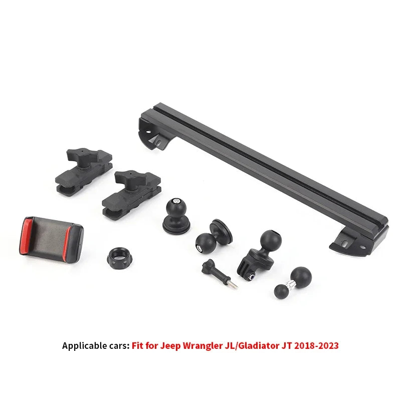 SHINEKA Car Center Console Slide Rail Expansion Mobile Phone Holder GPS Bracket for Jeep Wrangler JL Gladiator JT 2018-2024 Up