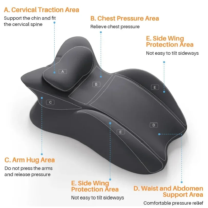 Multi-Positional Wedge Pillow Memory Foam Ergonomic Prone Pillow with Removable Cover Couple Bed Pillow for Body Pain Relief