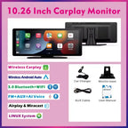Universal Portable Wireless CarPlay Screen with Android Auto Touchscreen, Rear Camera Options