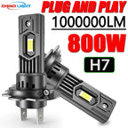 H7 LED Bulb High Power Car Headlight 800W 7035 CSP CANBUS Fog Lights for Automobile Mini Wireless 1:1 Fit LED Headlamp Plug&Play