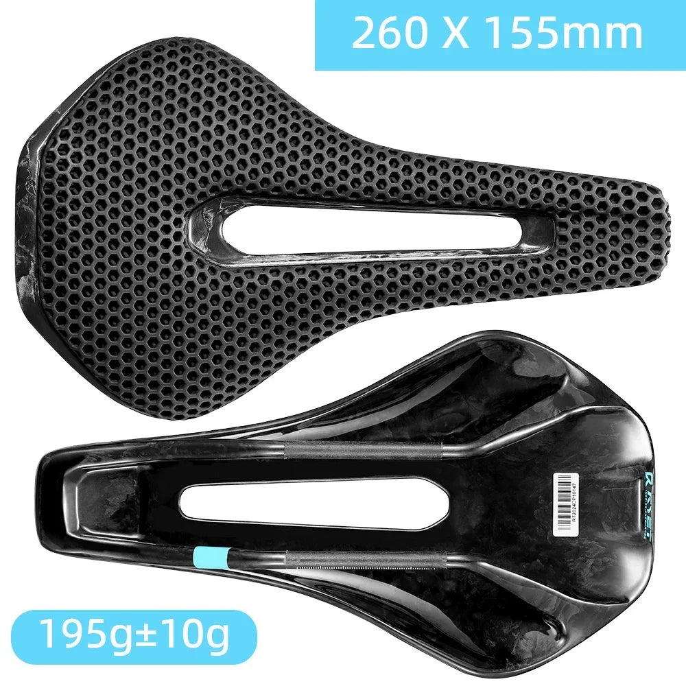 RYET 3D Printed Full Carbon Bike Saddle, 135/145/155mm MTB Gravel Road Seat