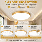 Golden Led Ceiling Lamp 220V Dustproof Ceiling Panel Lamp Indoor Bathroom Lamp for Living Room Decor Ultra-thin Ceiling Lights