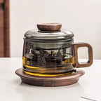 Heat-Resistant Glass Tea Cup With Filter Multi-Purpose Tea Separation Mug Wooden Handle Coffee Cup Kung Fu Teaware 200ml