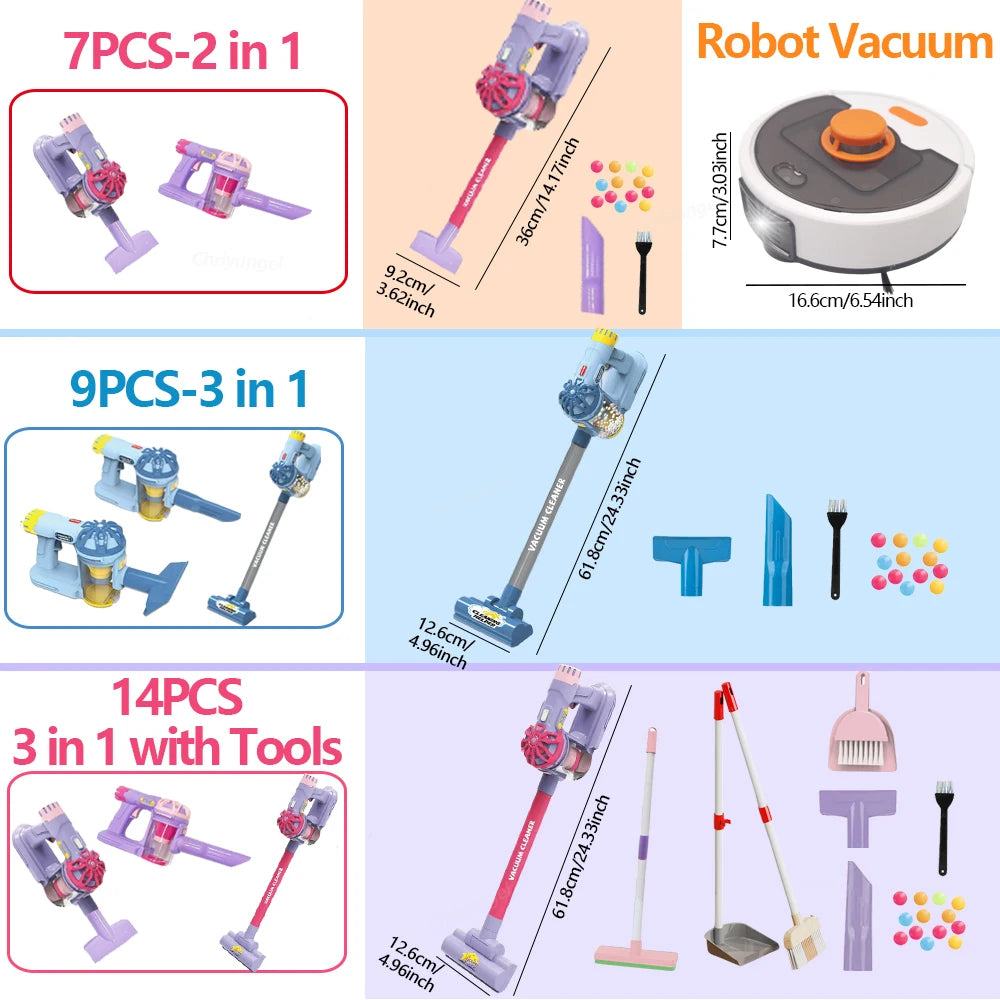 Kids Simulation Electric Vacuum Cleaner Cleaning Set for Toddlers Role Play Housekeeping Educational Toys Girl Boy Gifts