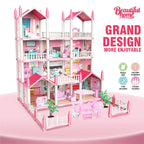 3D DIY Dream Princess Castle Villa Assembly Doll House Set Toy Girl Family Toy Children's Music Doll House Assembly Villa House