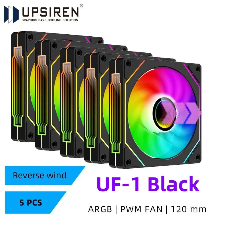 UPSIREN UF-1 PRISM 4 PRO Computer Chassis Fan 12cm ARGB 4 Pin PWM Quiet Cooling Fan 12V Large Air Volume 45.2CFM/600-1500RPM