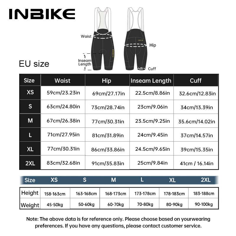 INBIKE Men's Padded Cycling Bib Shorts Quick-Dry Breathable MTB Bike, Black/Green EU Sizes