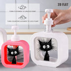 Black Cat Print Refillable Soap Dispenser Pump Bottle, Black/Pink/White 300ml or 500ml
