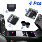 1/2/3/4/6/7/8pcs For Tesla New Model Y 2025 Launch Juniper ABS with Silicone Non-slip Mat Console & Armrest Storage Box Watercup
