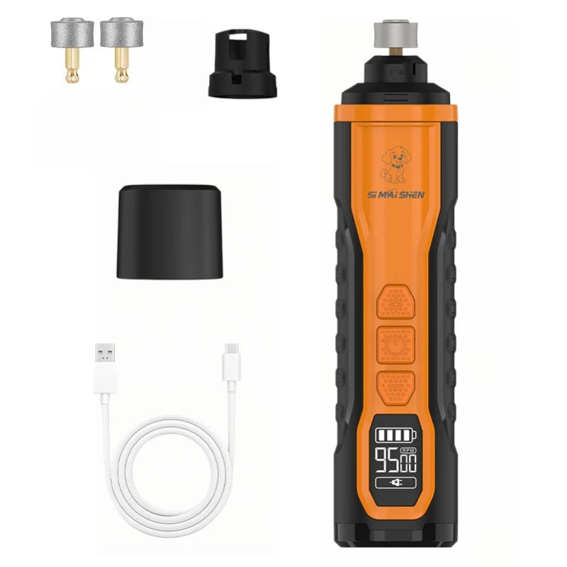 Rechargeable pet nail grinder with LED light, 5-speed electric dog & cat claw trimmer set