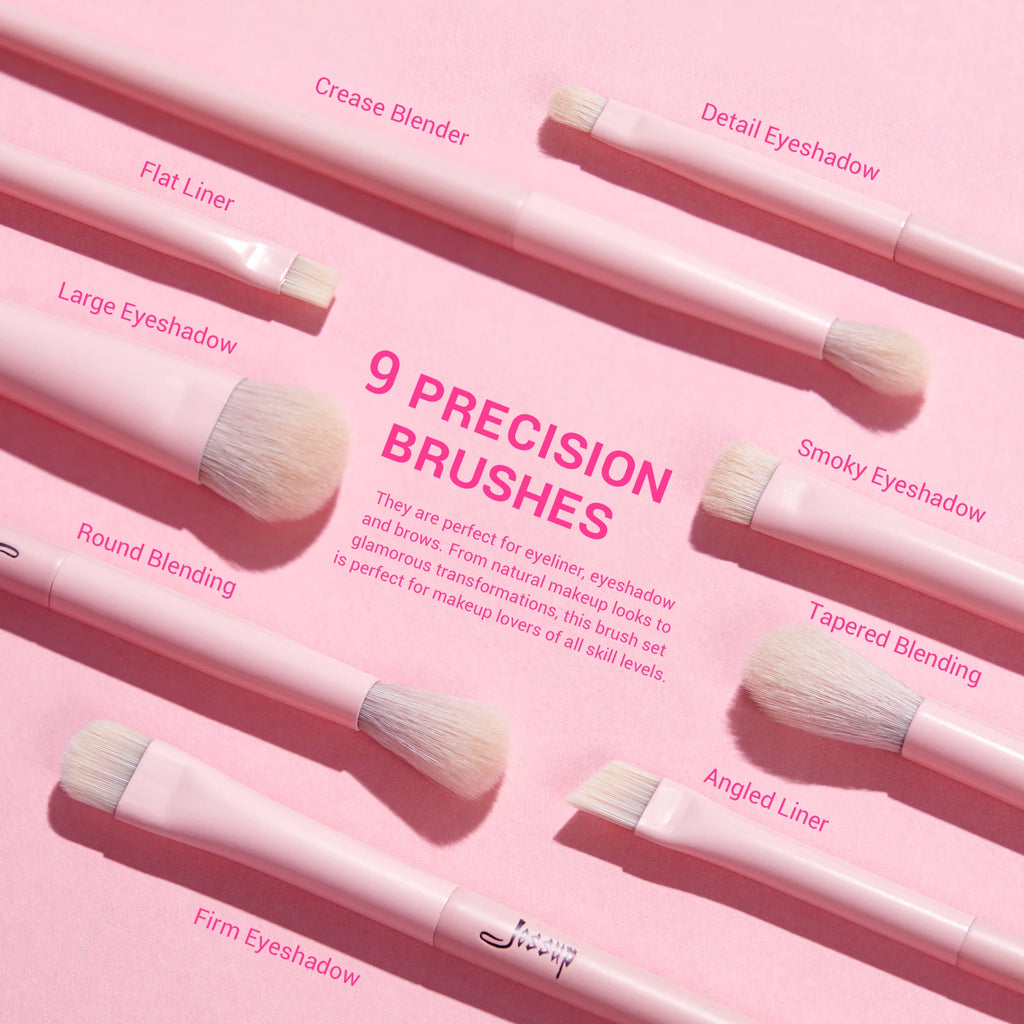 Jessup Makeup Brush Set 14pcs Pink Vegan Brushes for Foundation Blush Eyeshadow Powder