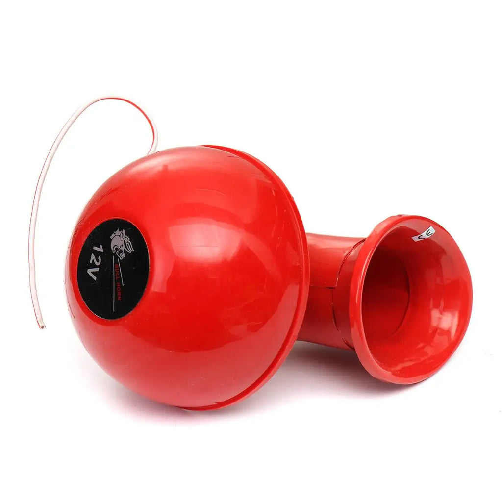 Car Horn Red Horn Electric Bull Horn Cow Sound Metal Horn for Truck Train Boat Motorcycle Car Truck Boat Super Loud 12V 200db