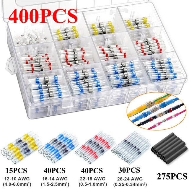 WOZOBUY Heat Shrinkable Wire Connectors  SST21 Waterproof Sleeve AWG22-18 Butt Electrical Splice Tinned Solder Seal Terminal