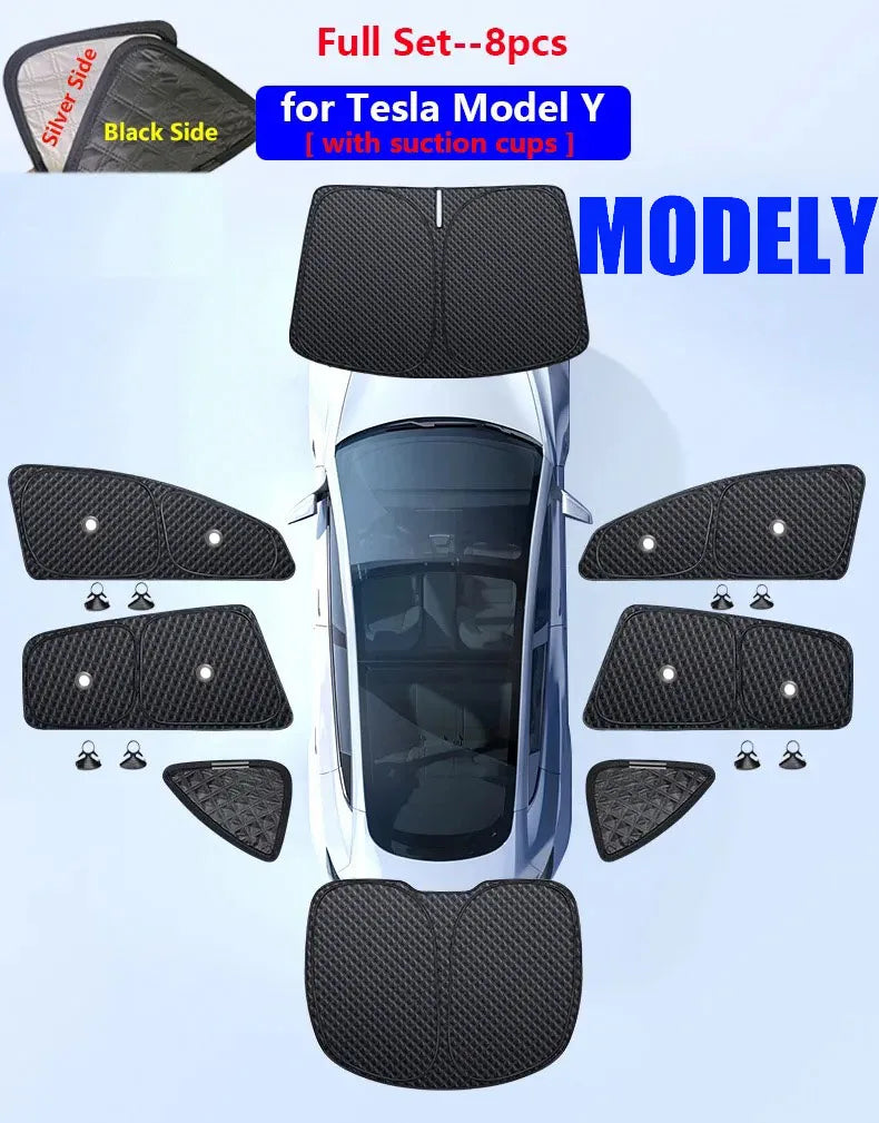 for Tesla Model 3 Y S X 2025-2020 26 Privacy Sunshade Side Window Sun Shades Front Rear Windshield Blind Shading Outdoor Camping