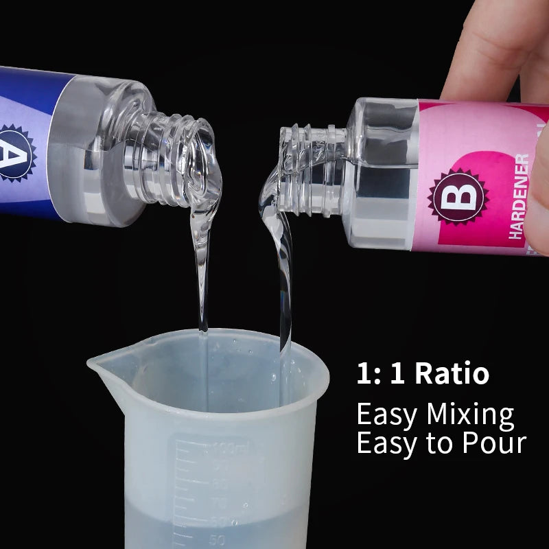 Clear Epoxy Resin Kit 1:1 High Gloss Bubble Free for Casting & Coating, 50-500ml