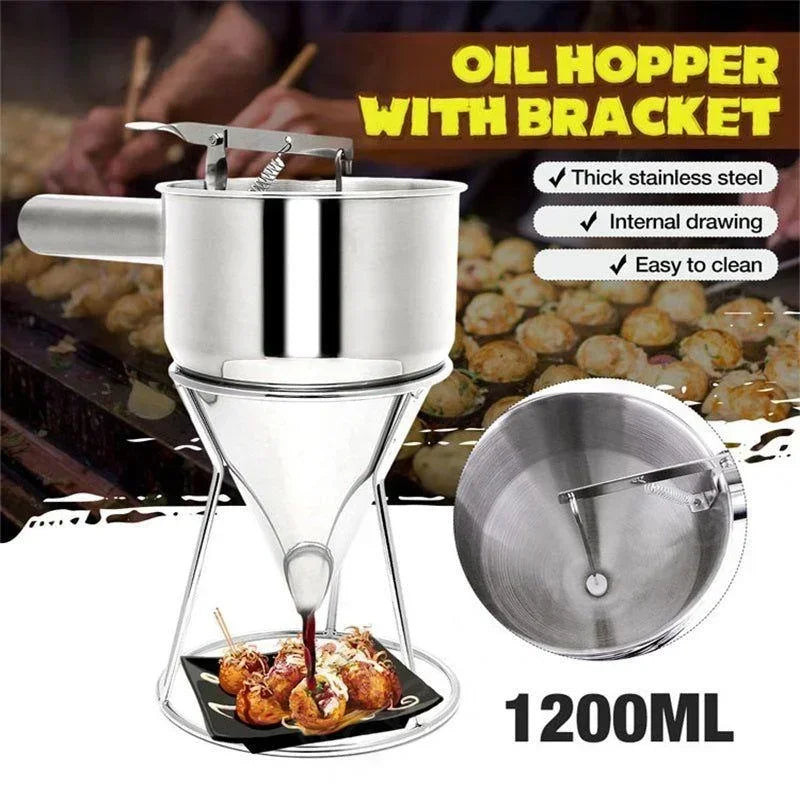 1pcs Stainless Steel Funnel Dispenser with Rack Cupcake Pancake Batter Maker Octopus Fish Ball Home Kitchen Baking Tools Baking