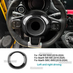 Real Dry Hard Carbon Fiber Sticker For Fiat 500 500C Abarth 595 595C 695 695C 2016-2020 2021 2022 2023 2024 Car Steering Wheel