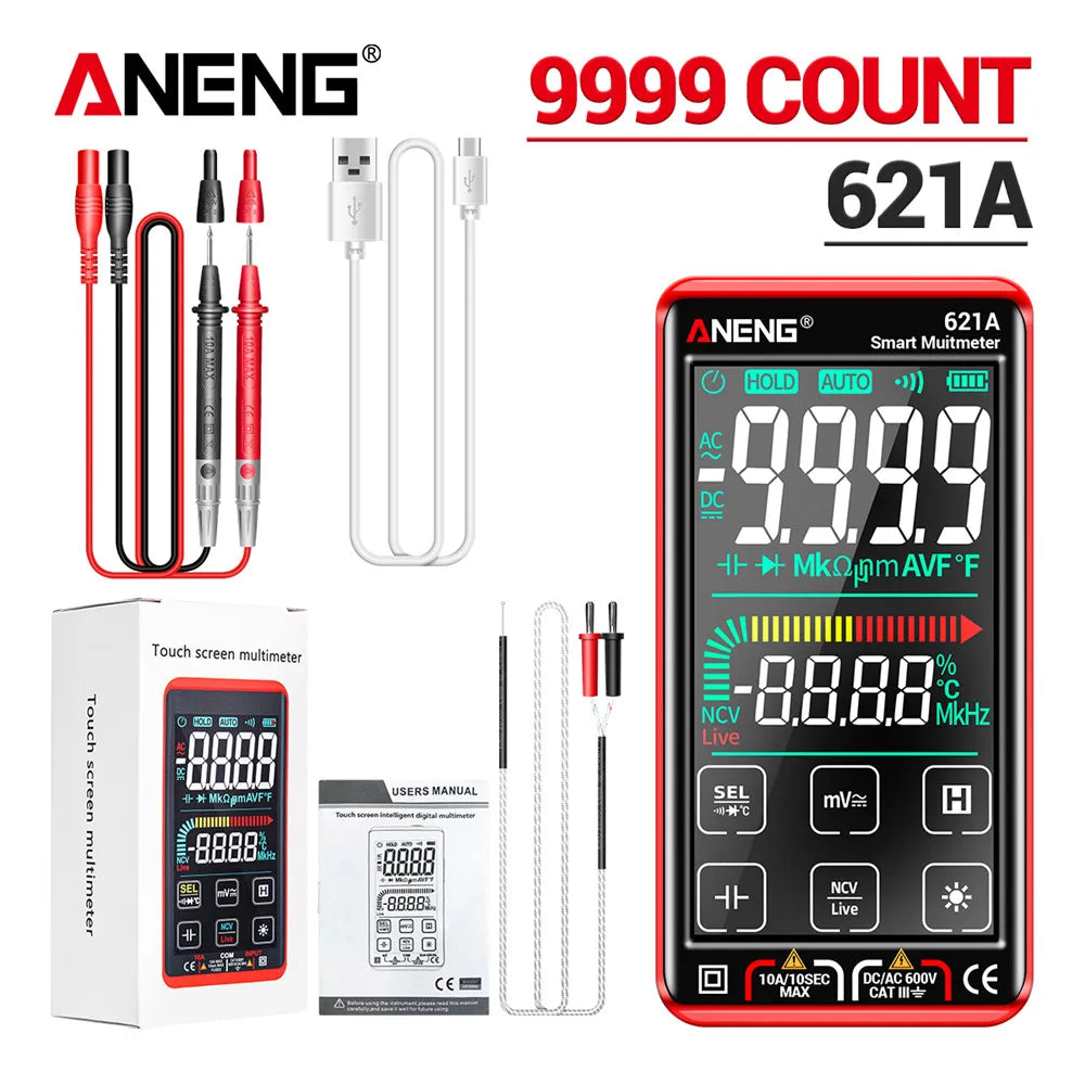 ANENG 621A Touch Screen Digital Multimeter AC/DC Voltage Current Capacitance NCV Diode