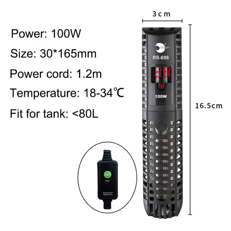 Aquarium Submersible Heater Fish Tank Water Heating Rod Constant Aquarium Thermostat Temperature Control 220V 50-500w EU adapter