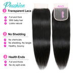 Phashion Ear to Ear 13X4 Lace Frontal Straight 4x4 5X5 Closure Only Body Wave Pre Plucked Swiss Transparent 100% Remy Human Hair