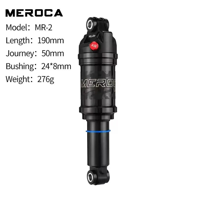 MEROCA MR-2 MTB Bike Air Shock Absorber 125/150/165/190mm Adjustable Air Pressure Aluminum Alloy Bicycle MTB Air Shock Absorber