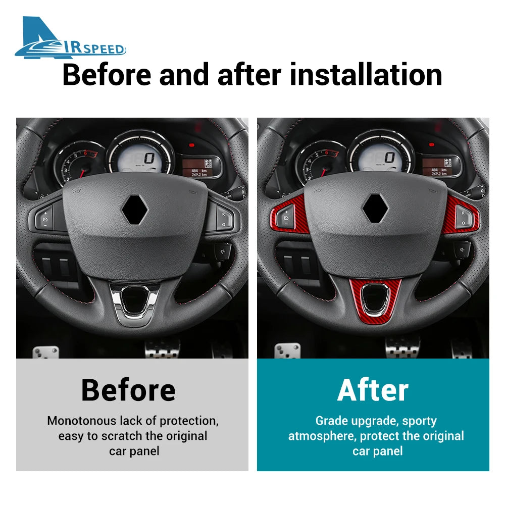 Real Soft Carbon Fiber Sticker For Renault Fluence Megane 3 RS Scenic 2009 2010 2011 2012 2013 2014 2015 Car Steering Wheel Trim