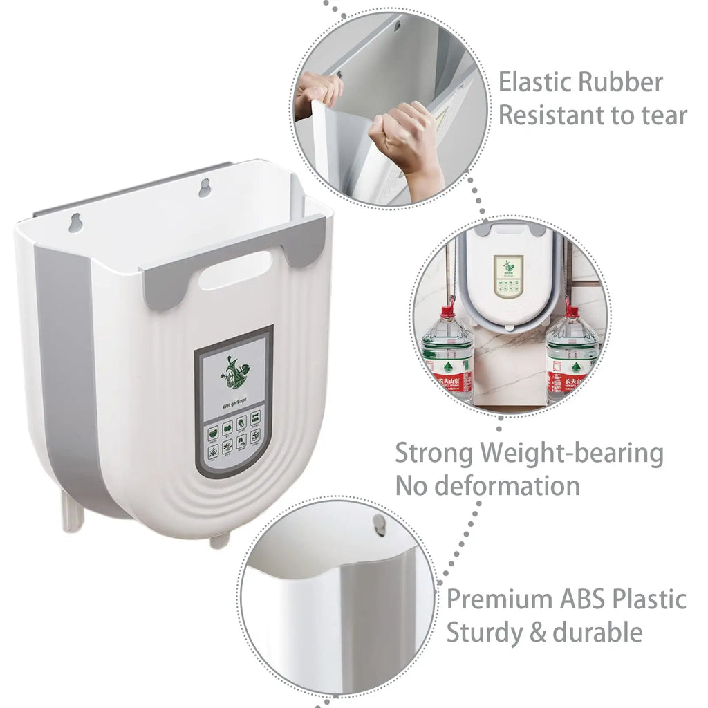 6/10L Hanging Kitchen Trash Can Collapsible Trash Can for Kitchen Foldable Small Garbage Can Compost Bin Under Sink Waste Bin