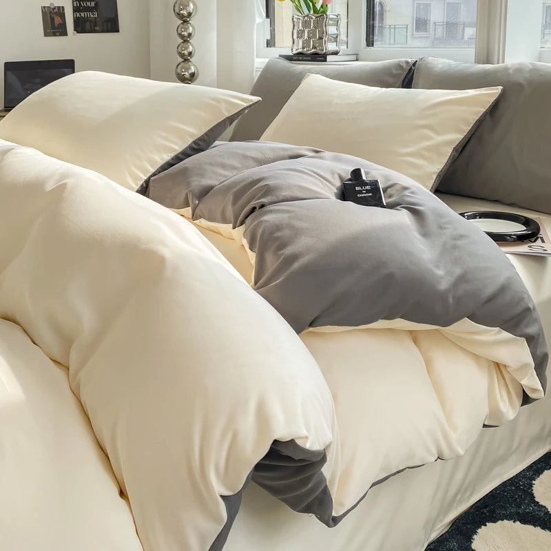 Luxurious Washed Cotton Duvet Set - Soft Comforter & Pillowcase 220x240