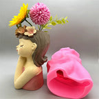 DIY silicone mold 3D cute girl flower pot resin gypsum concrete crystal drip glue tool handmade crafts ornaments
