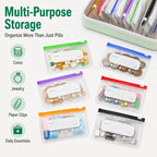 Travel Pill Organizer Case with 14 Reusable Zipper Pouches, Food-Grade Silicone, Black